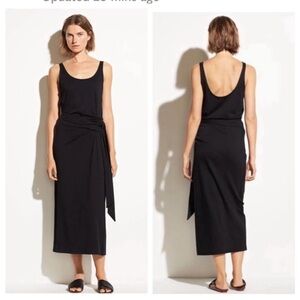 Vince. Sleeveless Cotton Black‎ Tie Dress Midi Sleeveless Scoop Small NWT